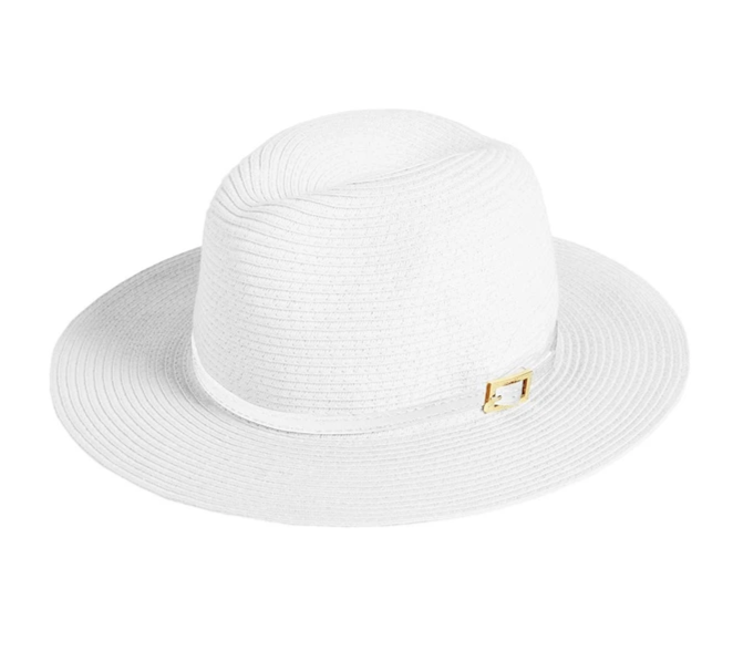 Load image into Gallery viewer, Close-up of White Fedora for Women

