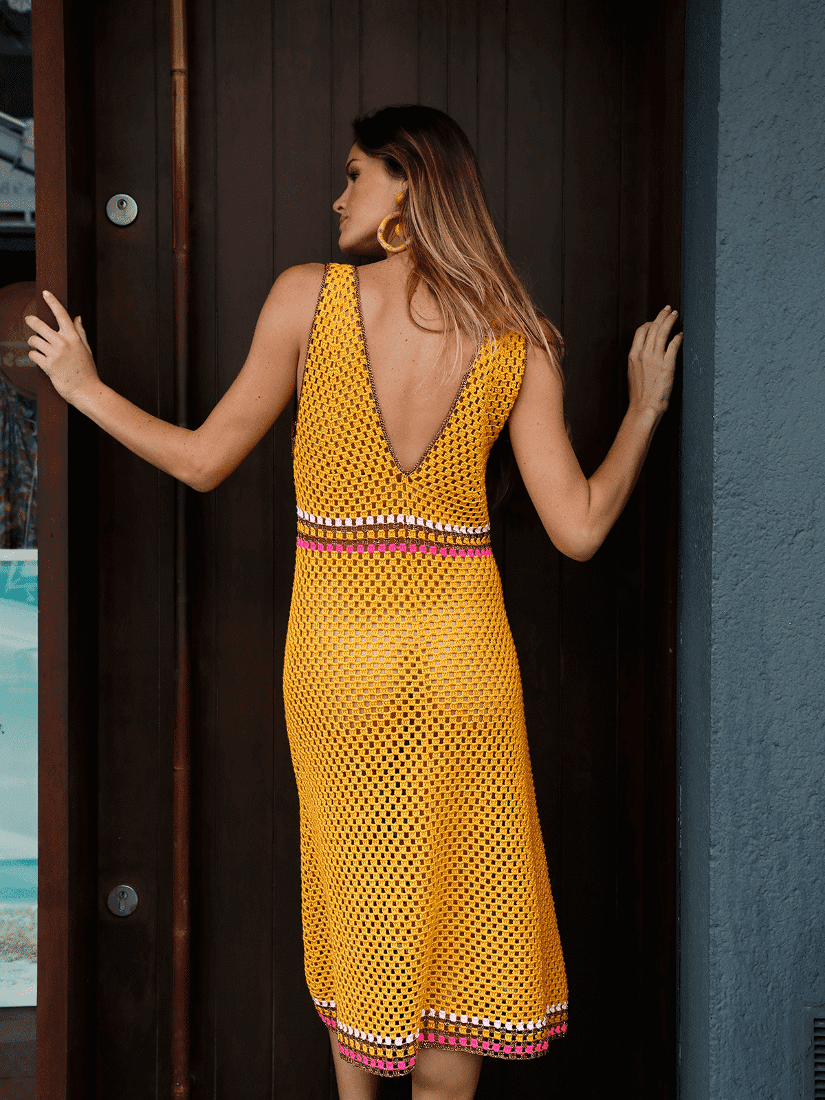 Load image into Gallery viewer, Crochet A Line Dress Orange
