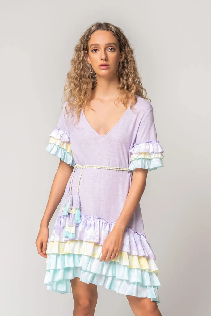 Bohemian goddess in Pitusa Ruffle Sleeve T-Shirt Dress