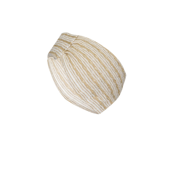 Headband in Drop Stitch Knit White/Gold