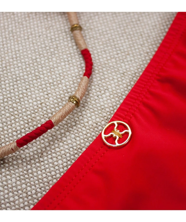 Solid Laura Tri Parellel Top Red - Bikini Top