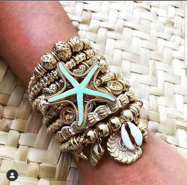 Gold Set Mint Starfish Bracelet - Bracelet