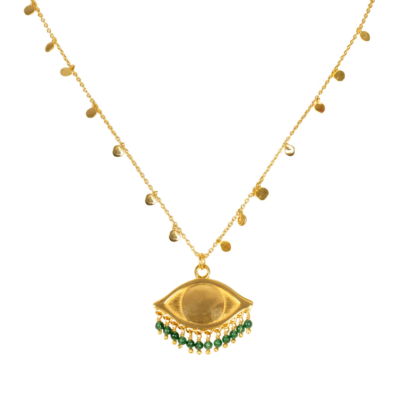 Cora Eye Gold/Green Necklace