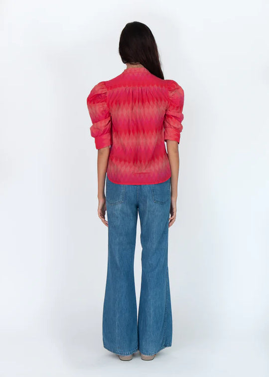 Womens Ikat Top in Red