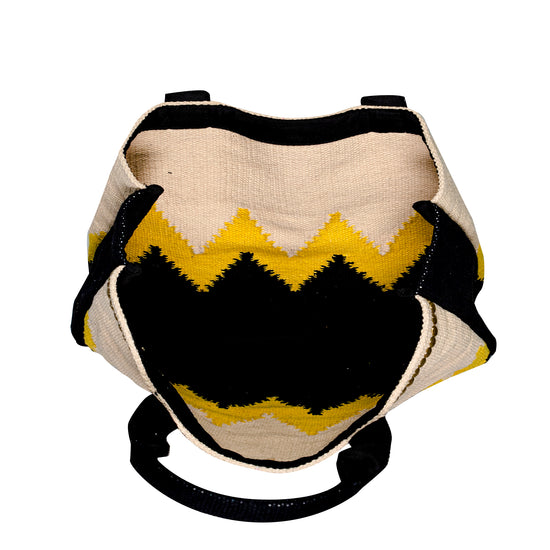 Load image into Gallery viewer, Black &amp;amp; Yellow Zigzag Tote Bag

