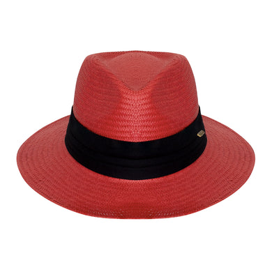 Panama Hat Red With Black Band - Hat