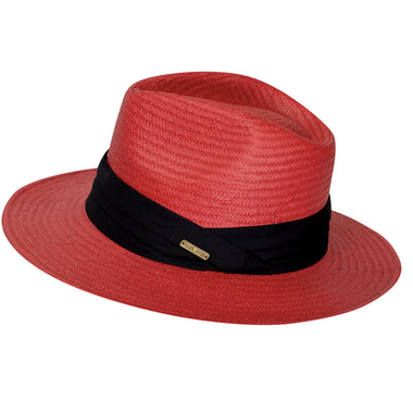 Panama Hat Red With Black Band - Hat