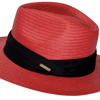 Panama Hat Red With Black Band - Hat