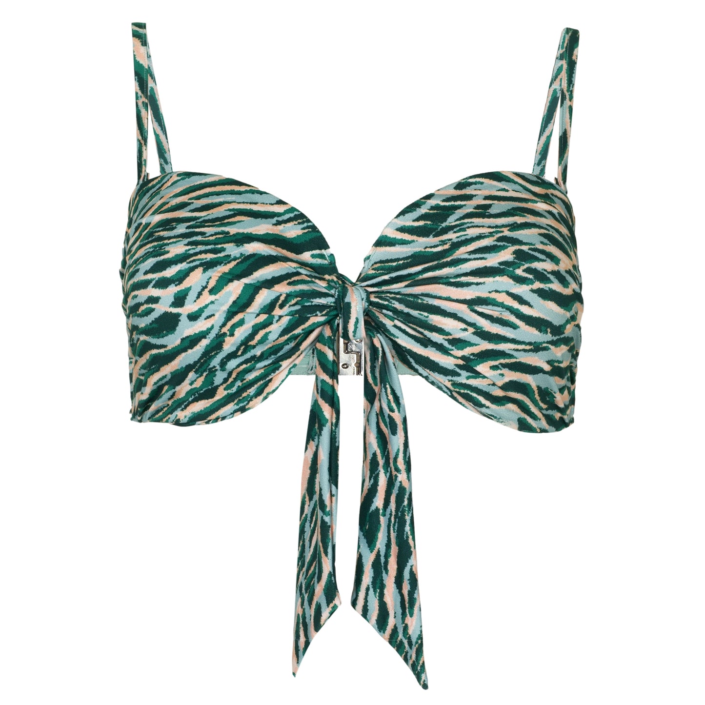 Load image into Gallery viewer, Wild At Heart Twist Tie Front Bandeau Top Evergreen - Bikini Top
