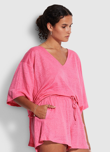 Beach Edit Linen Jersey Short Pink - Shorts