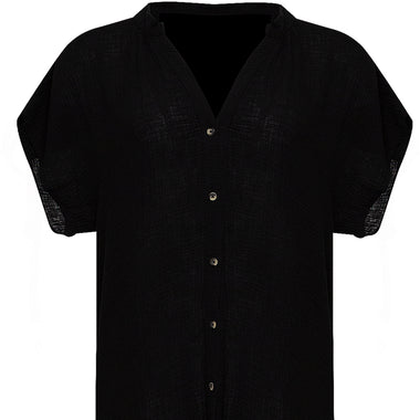 Black Double Cloth Coverup - Cover Up