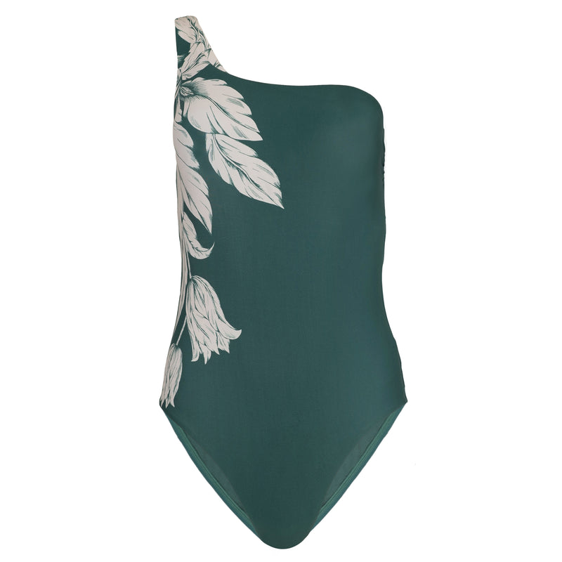 Fleur De Bloom One Shoulder One Piece Evergreen