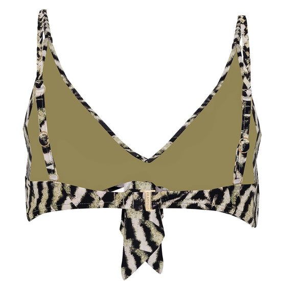 Load image into Gallery viewer, Mandalay Twist Tie Front Bralette Top Olive Oil

