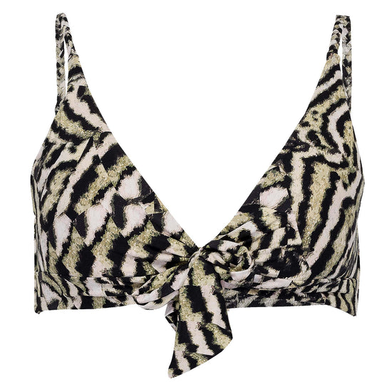 Mandalay Twist Tie Front Bralette Top Olive Oil