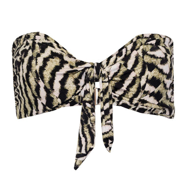 Mandalay Twist Tie Front Bandeau Top Olive Oil - Bikini Top
