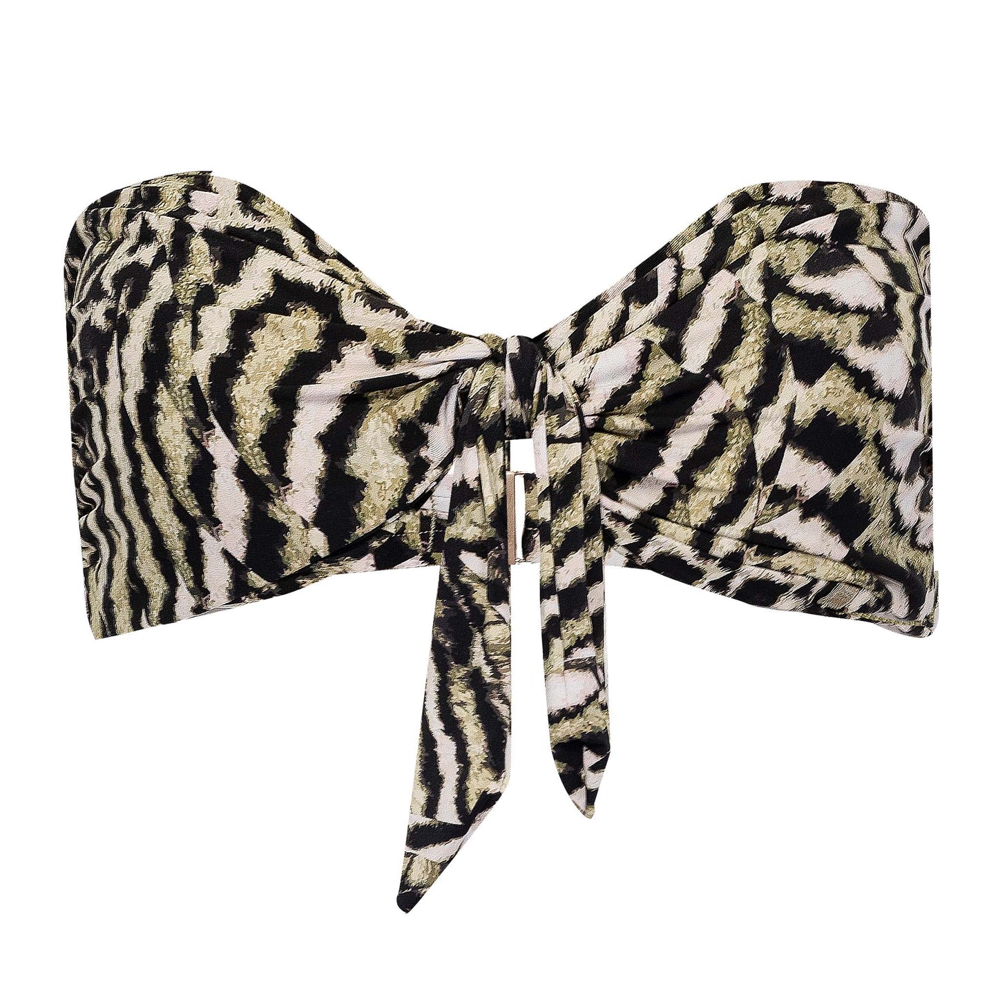 Mandalay Twist Tie Front Bandeau Top Olive Oil