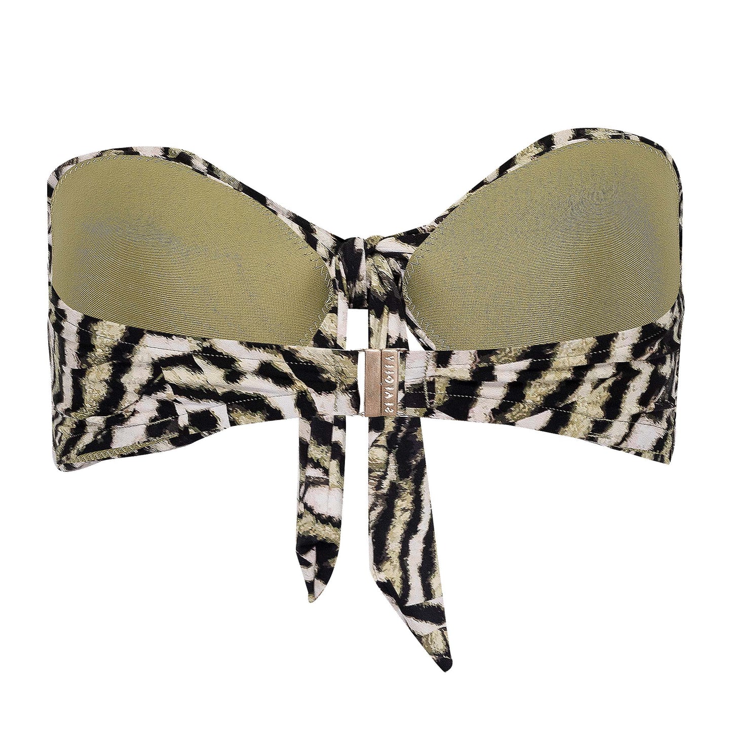 Mandalay Twist Tie Front Bandeau Top Olive Oil