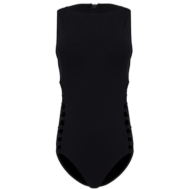 Multi Strap High Neck Maillot Black - One Piece