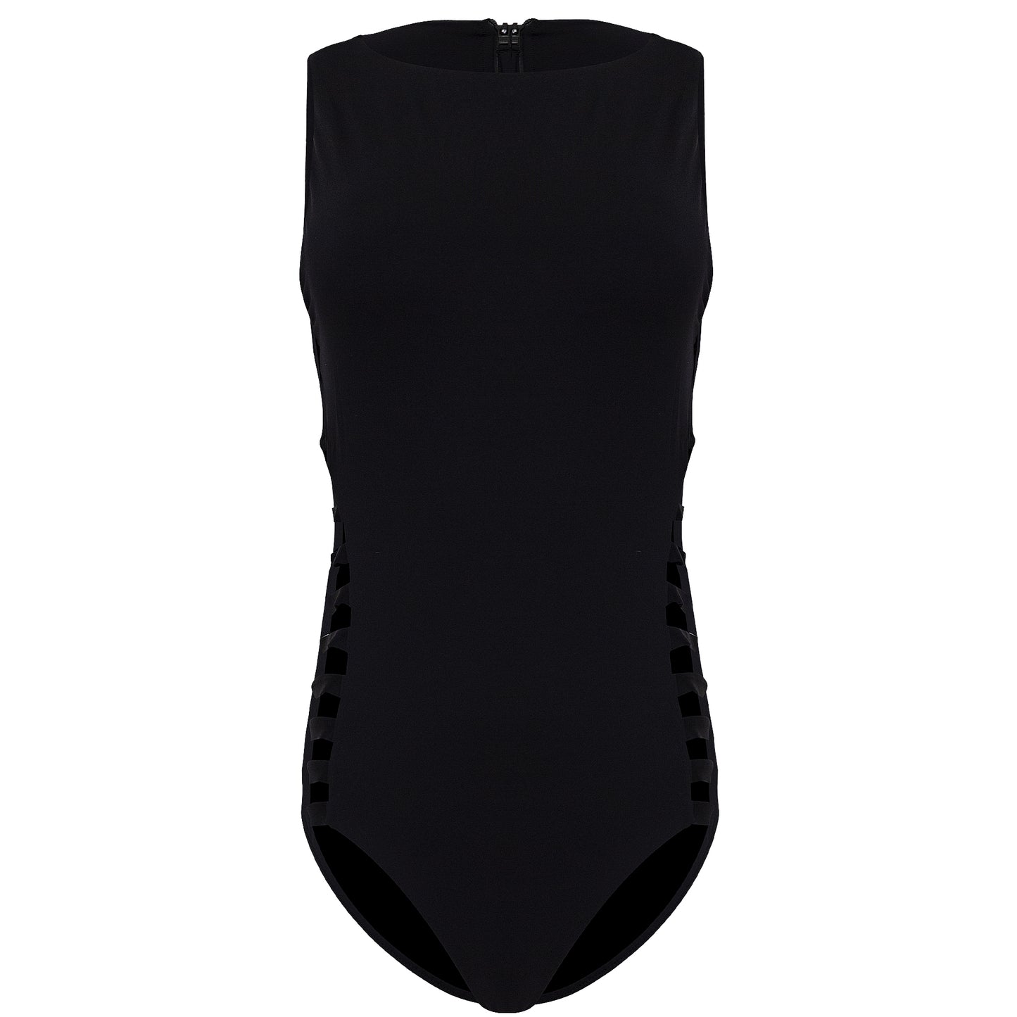 Load image into Gallery viewer, Multi Strap High Neck Maillot Black - One Piece
