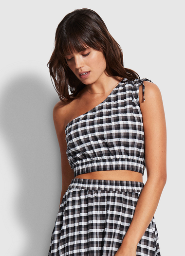 Portofino Gingham Crop Top Black - Top