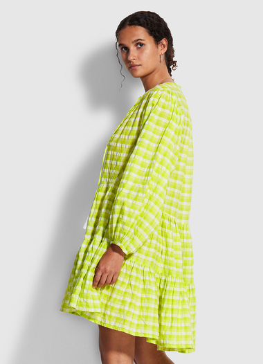Portofino Gingham Tier Dress Wild Lime - Dress