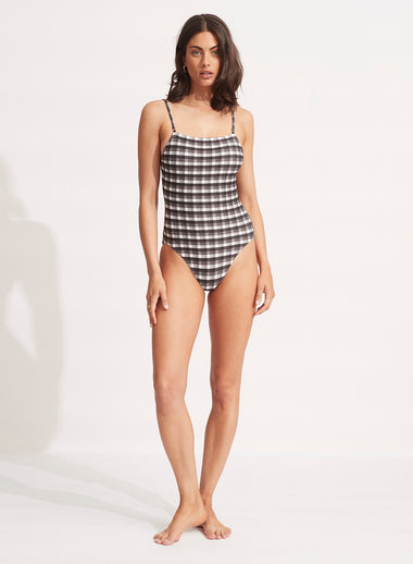 Portofino Square Neck Shoulder One Piece Black - One Piece