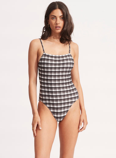 Portofino Square Neck Shoulder One Piece Black - One Piece