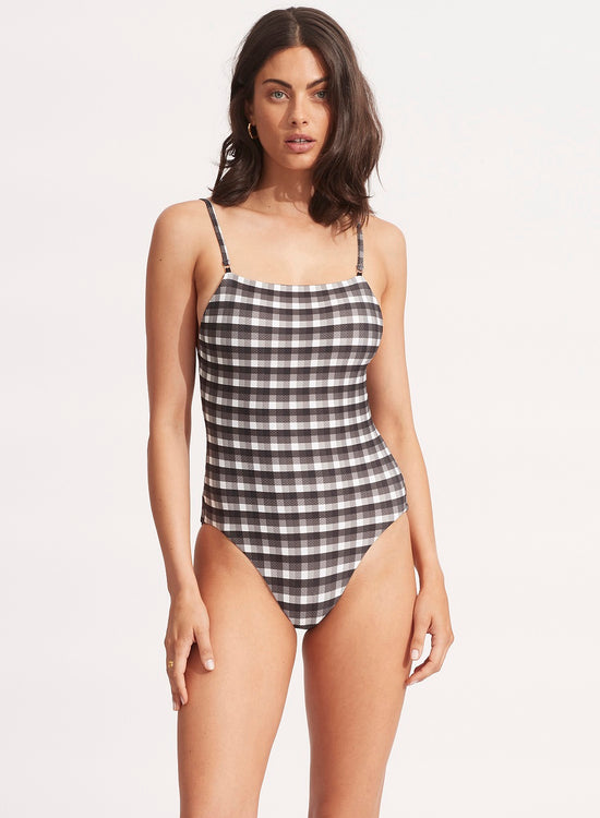Portofino Square Neck Shoulder One Piece Black