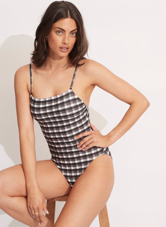 Portofino Square Neck Shoulder One Piece Black