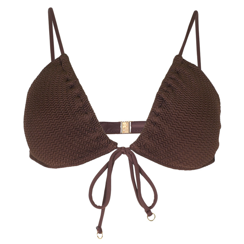 Sea Dive Drawstring Neck Bralette Top Tiramisu