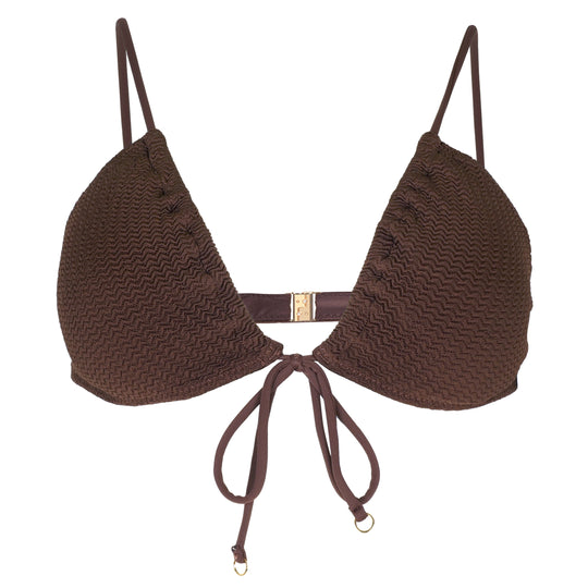 Sea Dive Drawstring Neck Bralette Top Tiramisu - Bikini Top