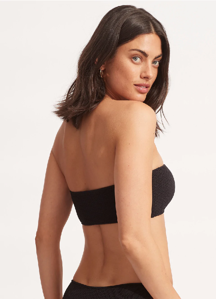 Load image into Gallery viewer, Sea Dive Tube Top Bandeau Black - Bikini Top
