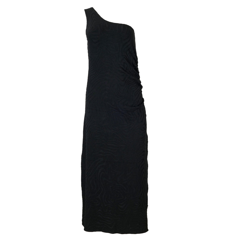 Second Wave One Shoulder Midi Dress Black