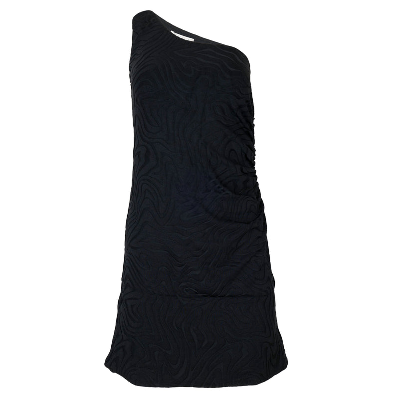 Second Wave One Shoulder Mini Dress Black
