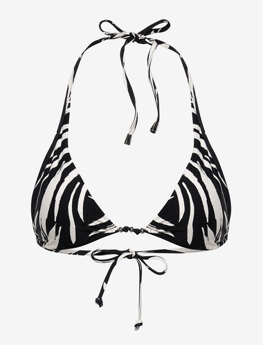 Skin Deep Longline Slide Tri Top Black - Bikini Top