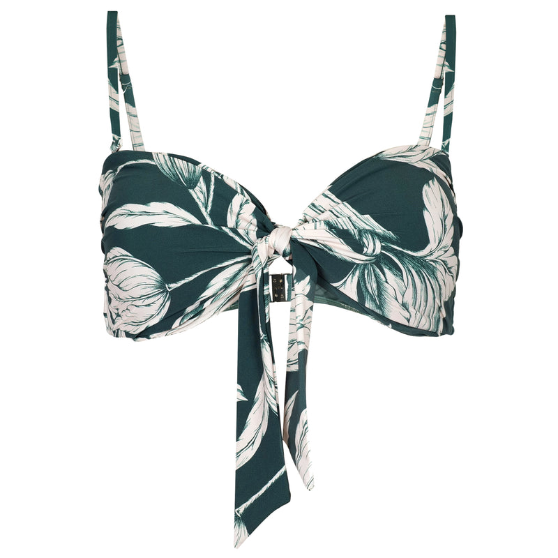 Fleur De Bloom Twist Tie Front Bandeau Top Evergreen