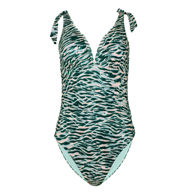 Wild At Heart V Neck Shoulder One Piece Evergreen