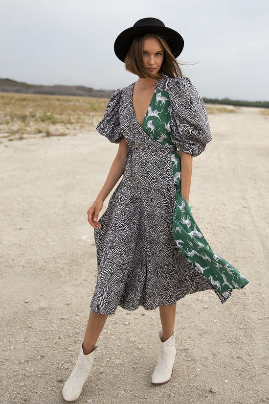 Sophia Wrap Dress Mixed Zebra