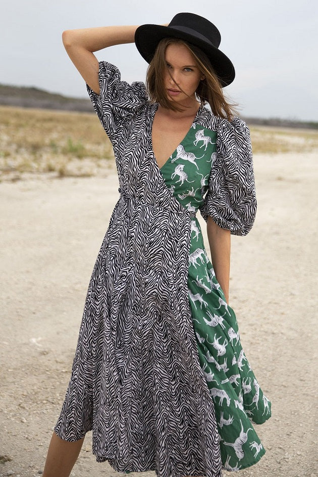 Sophia Wrap Dress Mixed Zebra