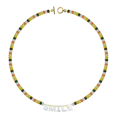 Beaded Necklace with Smile Letter Charms
