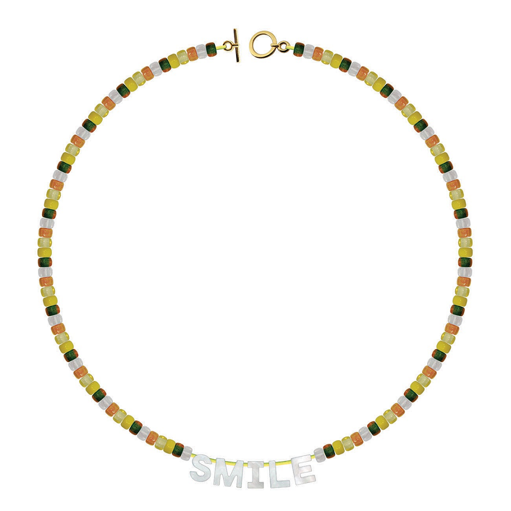 Beaded Necklace with Smile Letter Charms