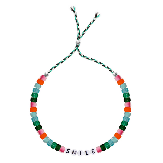 Chunky Beaded Bracelet with Smile Letters