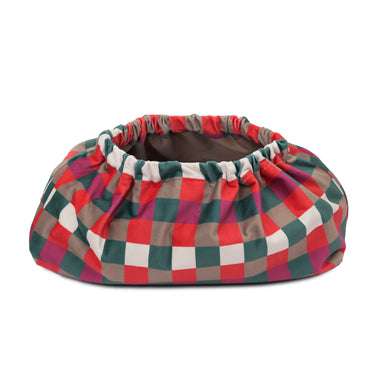 Check Velvet Clutch Bag Petrol Magenta - Pouch