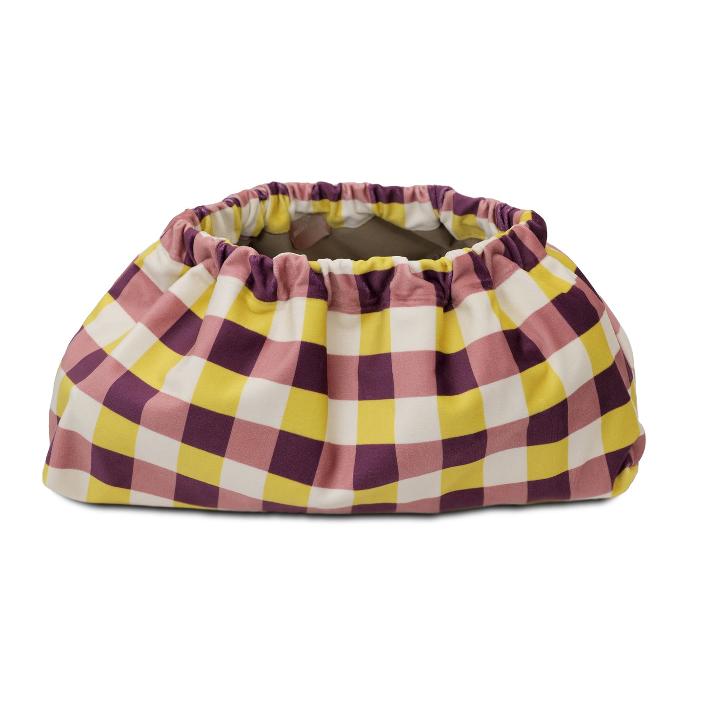 Load image into Gallery viewer, Check Velvet Clutch Bag Plum Lemon - Pouch
