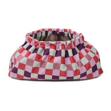 Check Velvet Clutch Bag Cranberry Lavender - Pouch