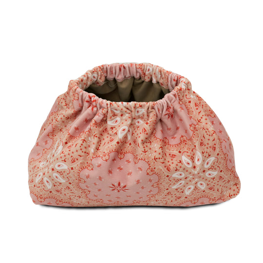 Womens Velvet Makeup Bag in Pink Salmon/Beige