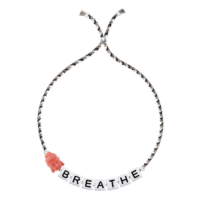 Square Letter And Charm Bracelet - Breathe