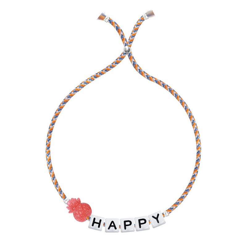Square Letter And Charm Bracelet - Happy