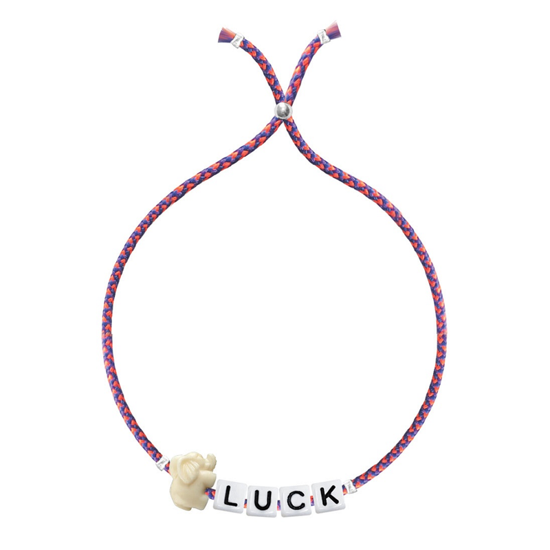 Square Letter And Charm Bracelet - Luck