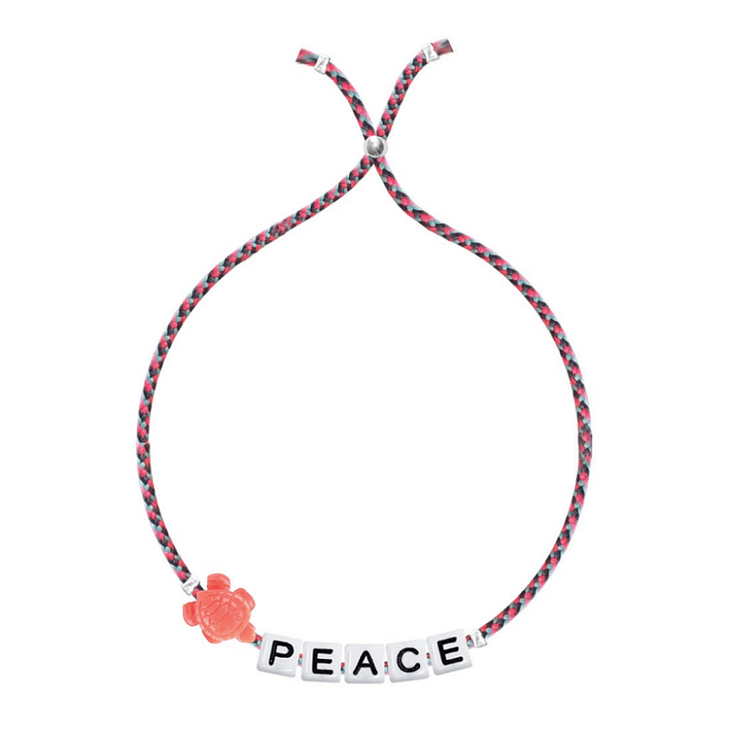 Square Letter And Charm Bracelet - Peace
